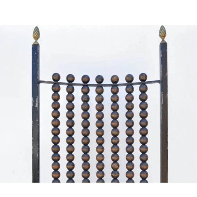 Wood Hollywood Regency Wood Ball Abacus Wrought Iron Curule Dining Chairs - Set of 4 For Sale - Image 7 of 12