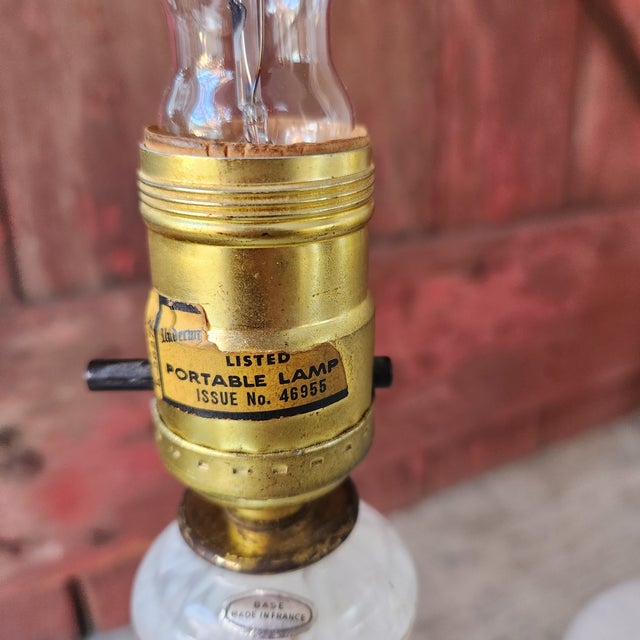 French Vintage French Pair of Handcrafted White & Gold Floral Design Table Lamps 13" Tall For Sale - Image 3 of 18