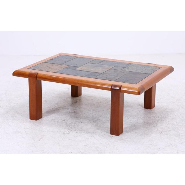 Mid-Century Danish Teak Coffee Table with Slate Top For Sale - Image 4 of 11