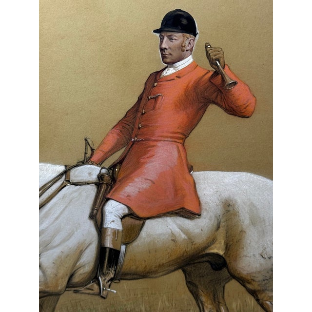 Realism 19th Century Hunting Painting “Hare Seeds Gentlemen! Hare Seeds With the Quorn Hunt” Tom Firr Huntsman on Horse Grey Whitelegs by Basil Nightingale For Sale - Image 3 of 18