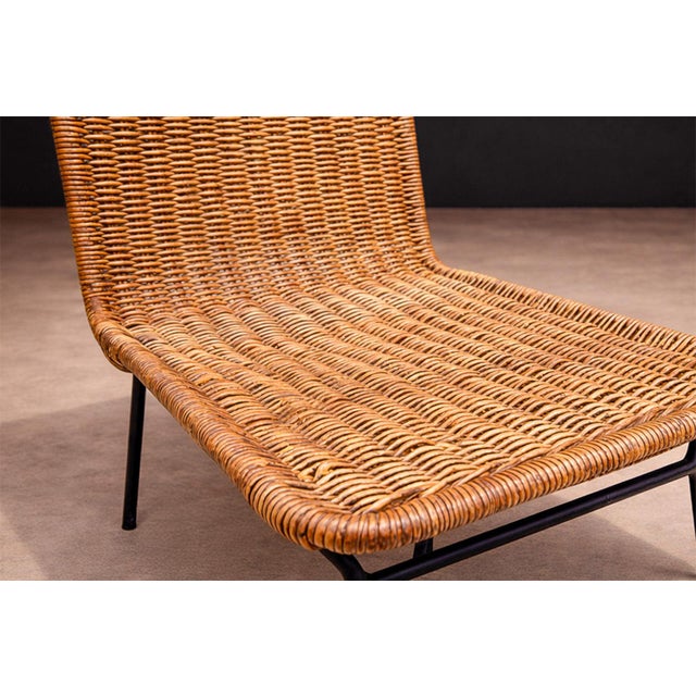 Brown Set of 2 Chairs in Metal & Wicker, Carlo Hauner, 1950s For Sale - Image 8 of 9