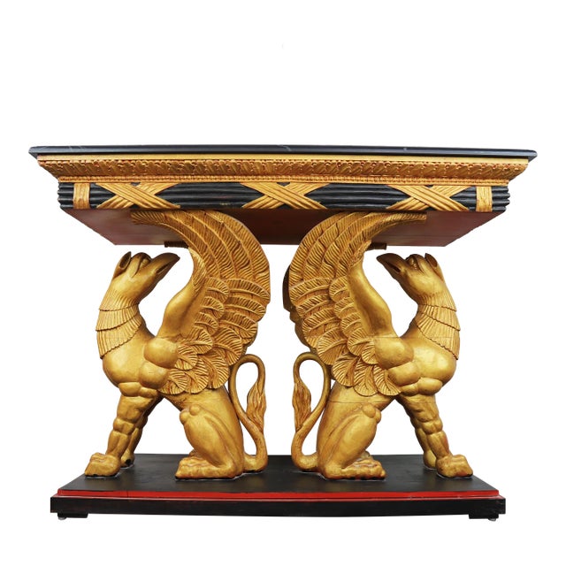 Vintage 19Century Carved Giltwood Console Table For Sale