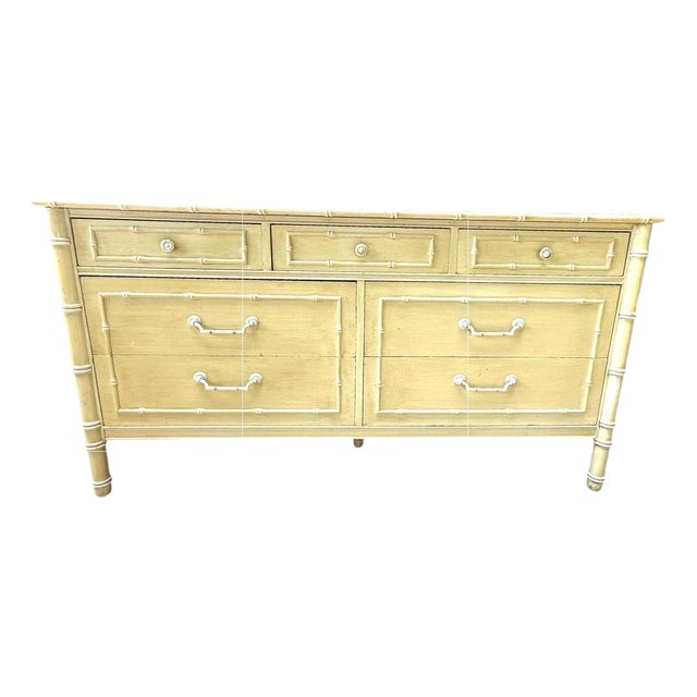 Thomasville Allegro Faux Bamboo 7 Drawer Dresser For Sale