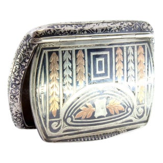 Silver Snuff Box with Gilt Interior and Hinged Lid For Sale