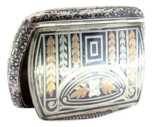 Silver Snuff Box with Gilt Interior and Hinged Lid