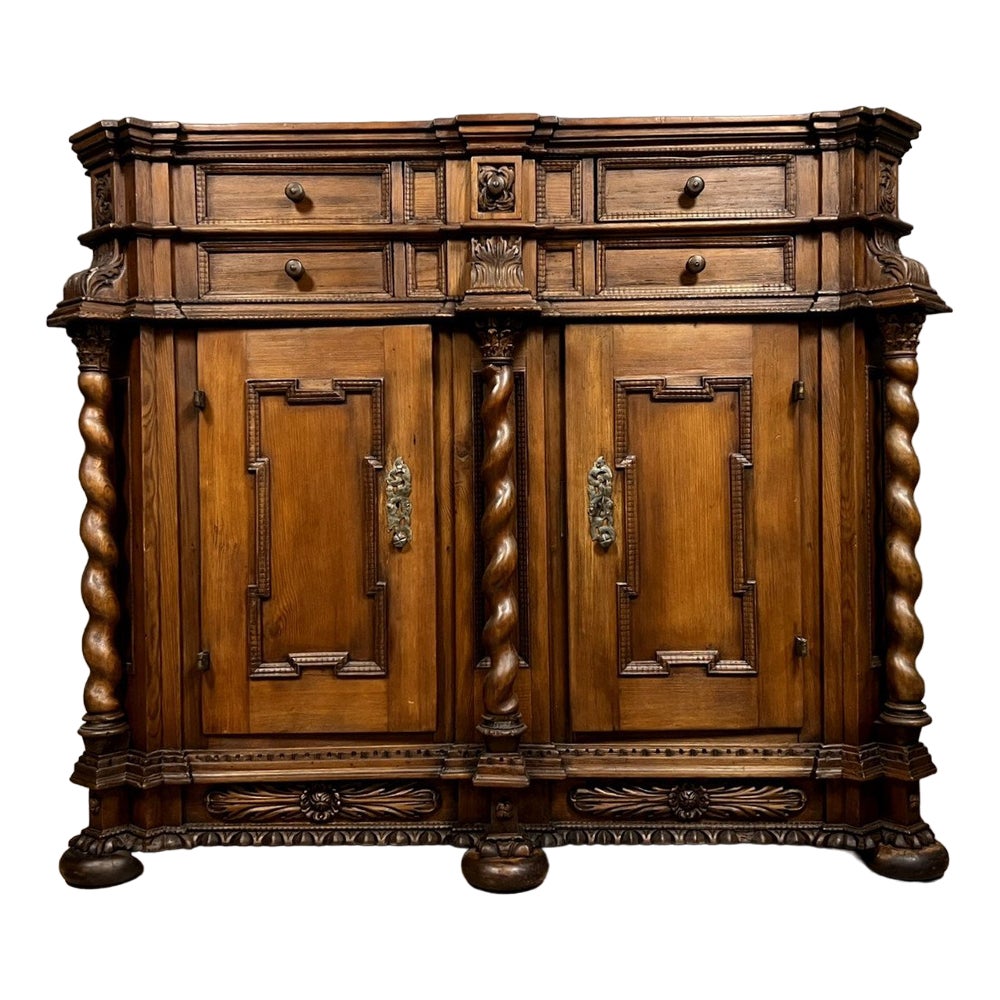 Alsatian Stained Solid Wood Buffet | Chairish