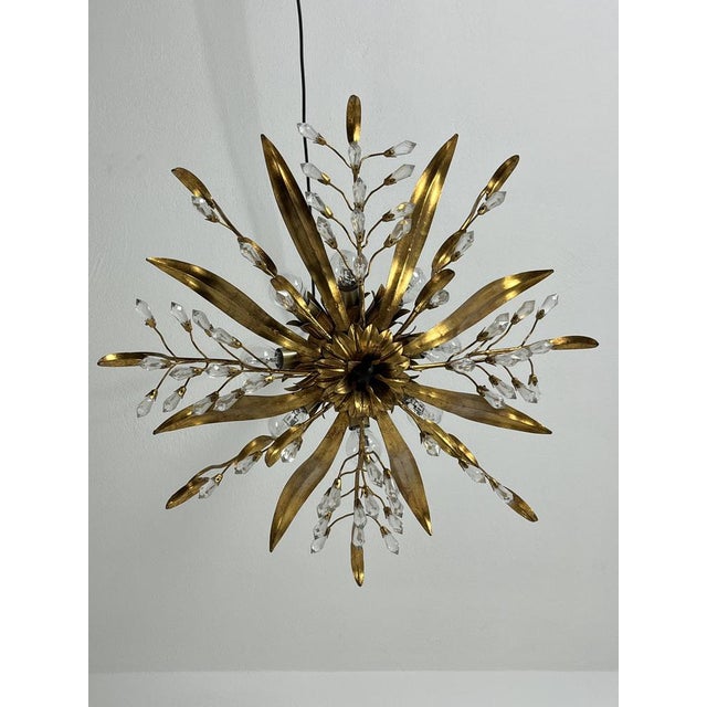 Large Mid-Century Ceiling Lights in Crystal and Iron attributed to Maison Baguès, 1970s, Set of 2 For Sale - Image 9 of 18