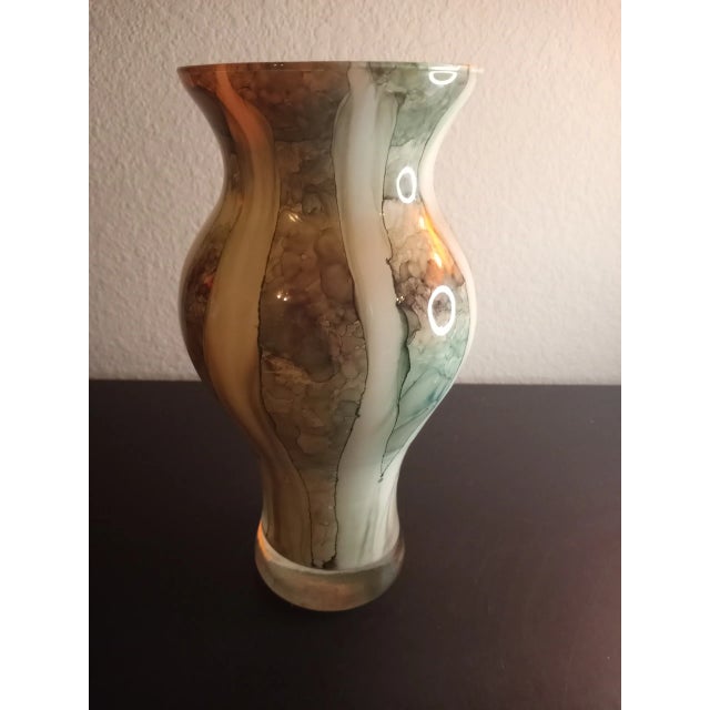 1980s 1980s Art Glass Drip Glazed Decorative Vase For Sale - Image 5 of 7
