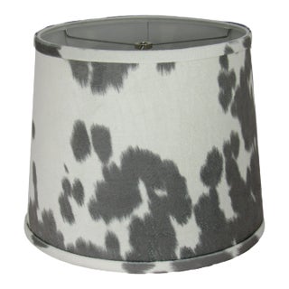 16" Gray Faux Cowhide Drum Lamp Shade For Sale