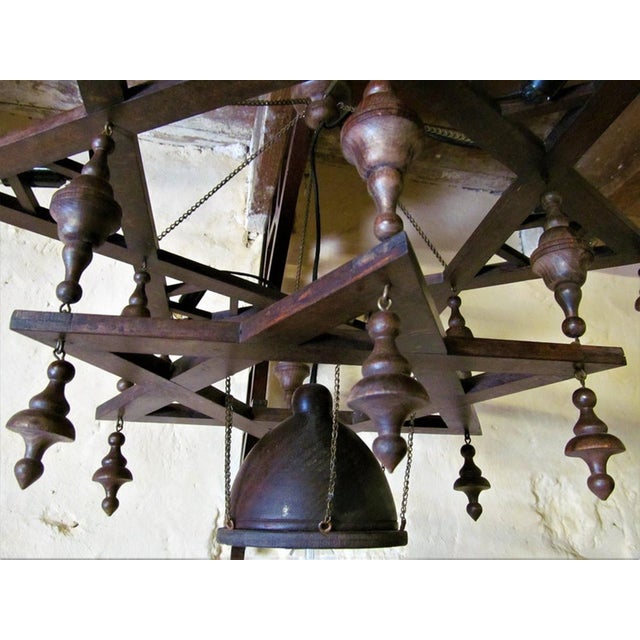 Wood Vintage Star of David Light Fixture, 1960s For Sale - Image 7 of 11