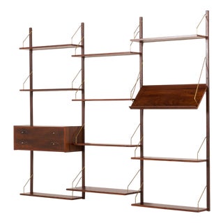 Mid-Century Danish PS System Shelving Unit in Rosewood by Preben Sørensen for PS System / Randers, 1970s, Set of 16 For Sale