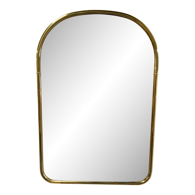 Mid Century Modern Brass Arched Wall Mirror 1960's For Sale