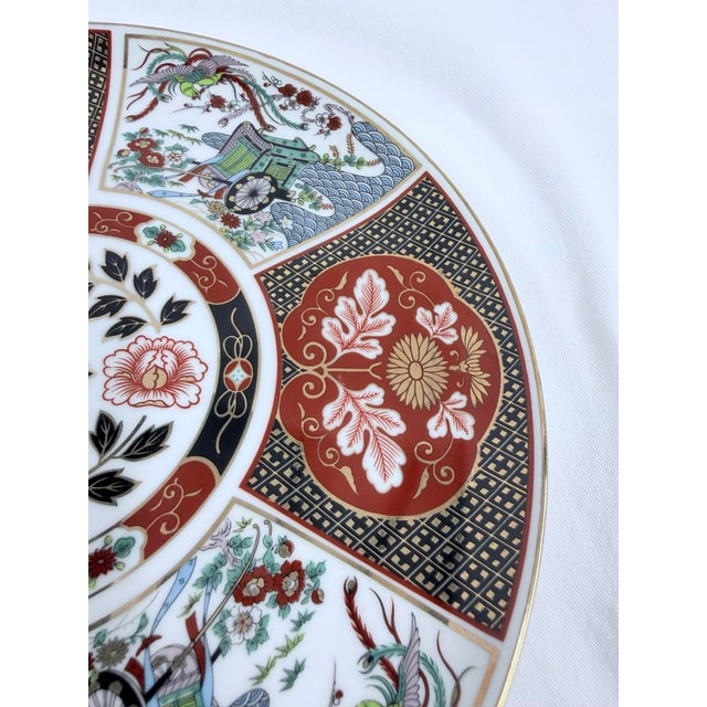 Brick Red Mid 20th Century Japanese Imari Porcelain Fan-Shaped Dish in Red and White For Sale - Image 8 of 10