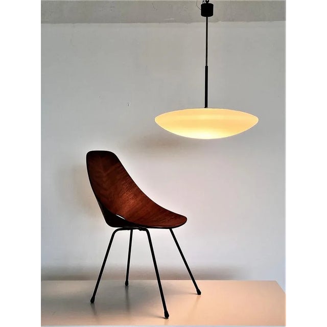 Large Italian Opaline Glass and Brass Pendant Light from Stilnovo, 1970s For Sale - Image 11 of 13