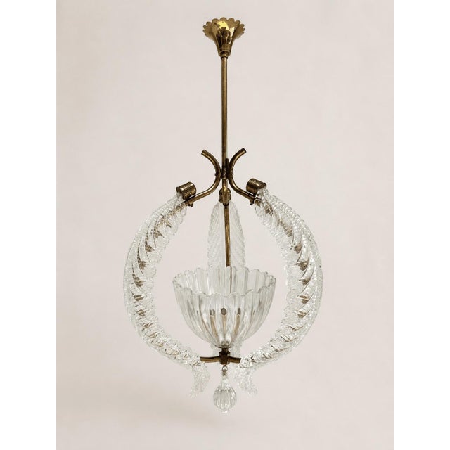 Mid-Century Murano Glass and Brass Pendant Light from Barovier & Toso, 1950s For Sale - Image 18 of 18