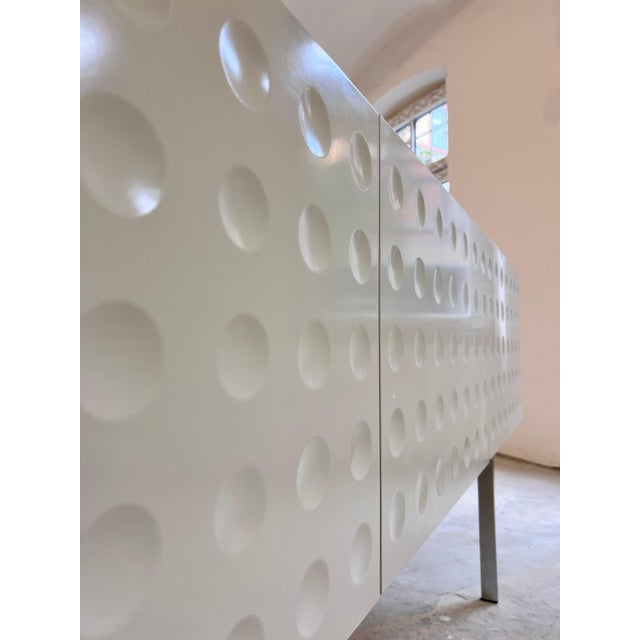 White Sideboard with Circular Relief Pattern For Sale - Image 4 of 11