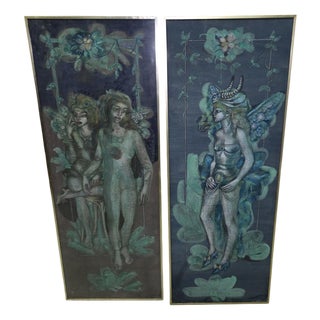 Large Oil Paintings on Panels by Harold Gaze, Set of 2 For Sale