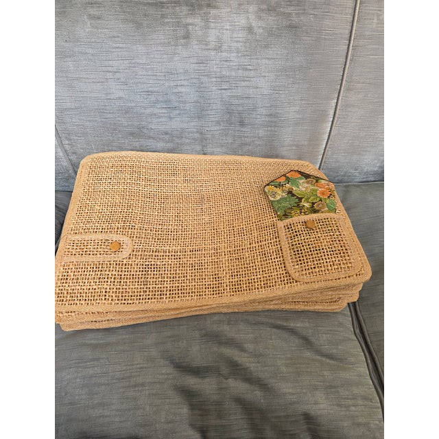 Wood Vintage Rattan Placemats With Napkins - Set of 8 For Sale - Image 7 of 12