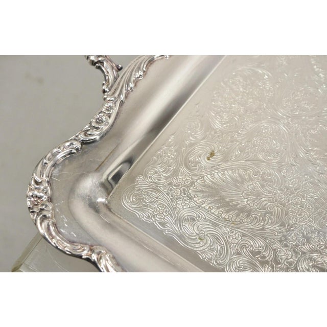 Silver Vintage Wm Rogers Silver Plated Victorian Twin Handle Serving Platter Tray For Sale - Image 8 of 10