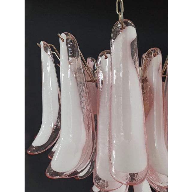 Italian Pink and White Murano Petals Chandelier, Murano For Sale - Image 10 of 15