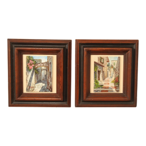 Marina Amodio Pair of Italian Street Scene Oil Paintings