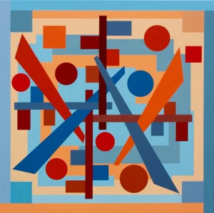 "Dilemma" Contemporary Geometric Hard Edge Acrylic Painting by Sassoon Kosian