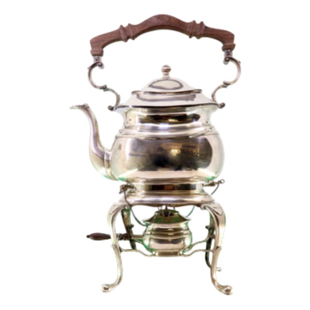 Plain Silver Kettle with Chestnut Wood For Sale