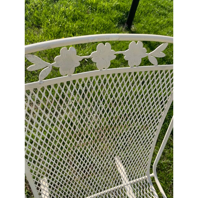 1970s 4 Woodard Wrought Iron Cantilever Garden Patio Chairs Dogwood, Attributed For Sale In Chicago - Image 6 of 10