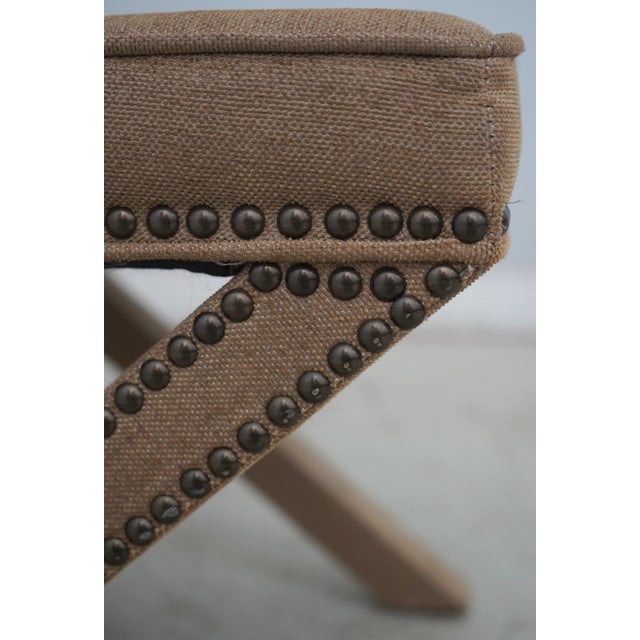 Pair Safavieh Modern X Form Upholstered Bench Stools For Sale - Image 9 of 16
