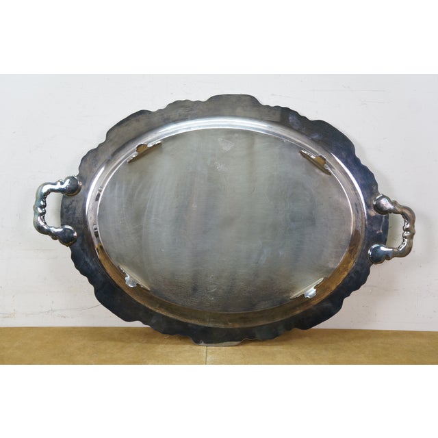 Metal Late 20th Century Very Large Towle 6955 Grand Duchess Oval Silverplate Serving Platter Tray 30" For Sale - Image 7 of 13