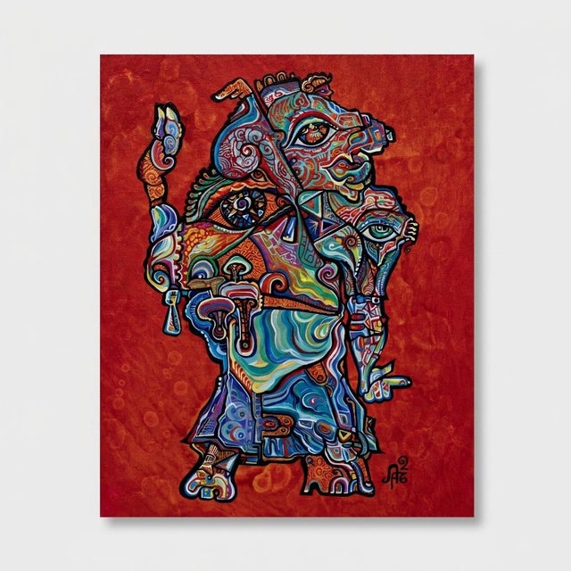 This is a one-of-a-kind original cubist painting by San Diego artist, Alexander Arshansky. Its dimensions are 20" x 16" x...