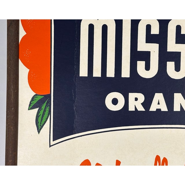 Paper 1950s MCM Mission Orange Soda Advertising Sign For Sale - Image 7 of 14