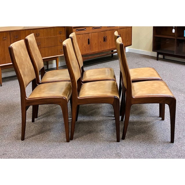 Wood Set of Six Mid Century Modern Teak & Faux Leather Dining Chairs by G-Plan, Uk c.1960 For Sale - Image 7 of 10