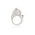 Luxury 18k Gold Cluster Diamond Emerald Cat Ring Size 7 For Sale - Image 4 of 12