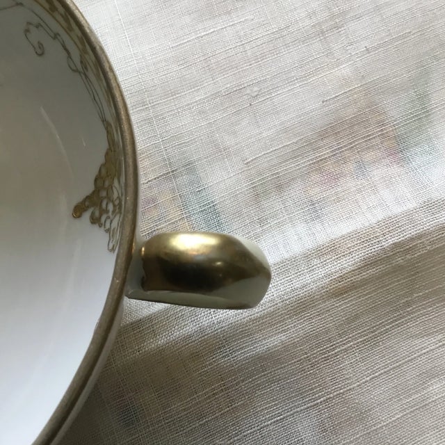Asian Antique Nippon Footed Double Handle Small Sauce/Serving Bowl Early 1900s For Sale - Image 3 of 7