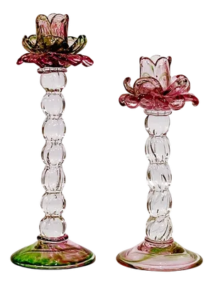 Italian Murano Glass Candleholders from Salviati, Venice, 1970s, Set of 2