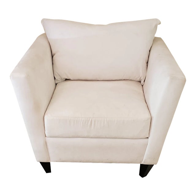 Custom Made White Deep Armchair For Sale