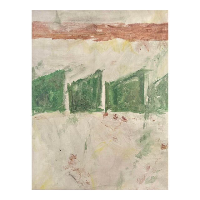 Large Abstract Painting Green Beige Art | Original Oil Painting on Canvas | Minimalist Wall Art | Modern Interior Decor | Oversized Neutral Artwork For Sale