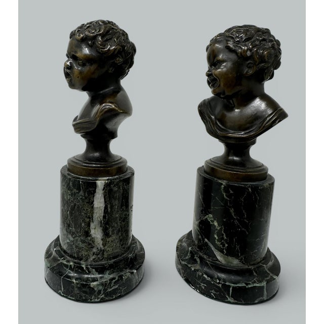 Antique Pair French Bronze Marble Busts Grand Tour attribJean Antoine Houdon 19c For Sale - Image 6 of 9