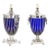 Pair of English Sheffield Silver Plated Cobalt Blue Glass Urns by Barker-Ellis For Sale