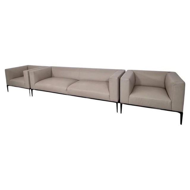 Walter Knoll Jaan Sofa and Chairs in Cream Leather by Walter Knoll, Set of 3 For Sale - Image 4 of 5