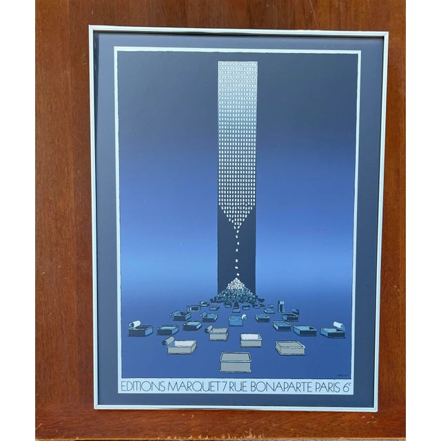 1980s Vintage Michel Granger "Editions Marque" Framed Foil Print Poster. For Sale - Image 5 of 13