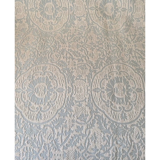 Blue Ivory Woven Medallion Damask Full Bedspread For Sale - Image 4 of 9