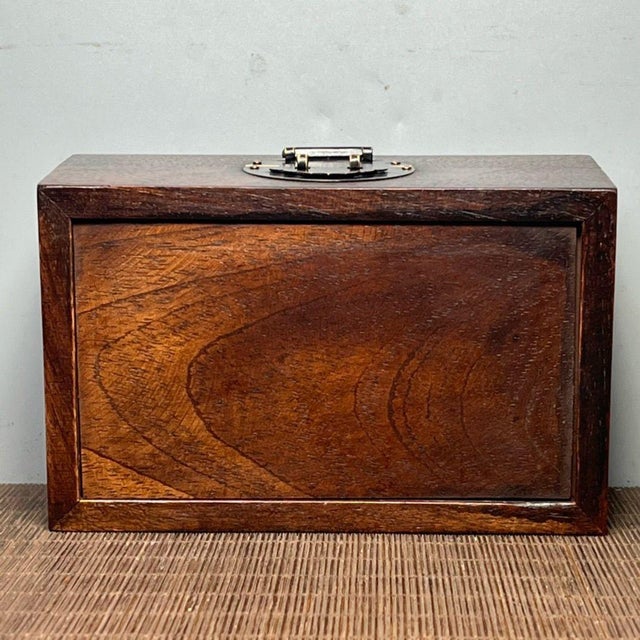 Vintage Rosewood Jewelry Box With Abalone Shell & Jade Inlay | Chinoiserie Trinket Box For Sale - Image 9 of 9