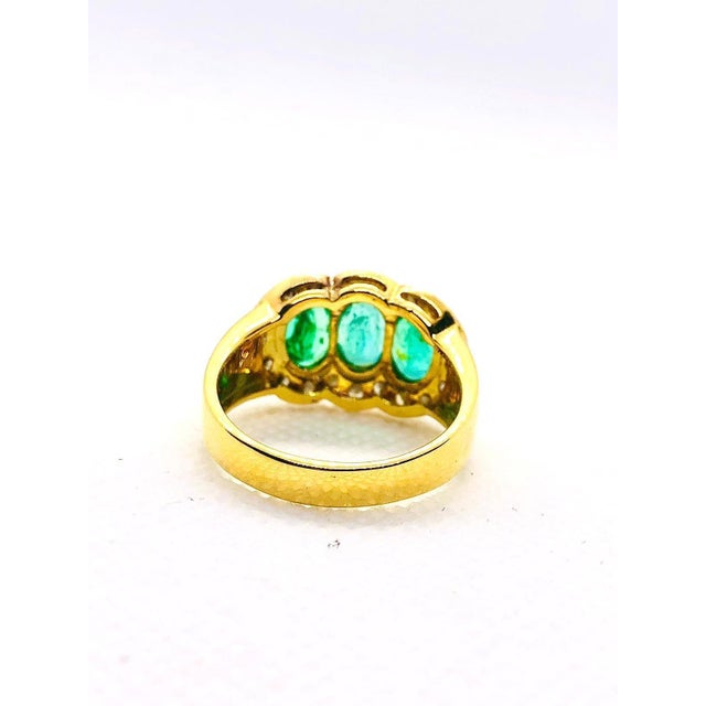 Bochic “Capri” Vintage Natural Diamond & Emerald Retro Ring Set In 18K Gold & Silver For Sale - Image 11 of 13