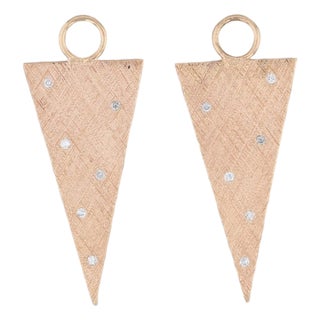Nina Wynn Earring Enhancer Charms 18k Gold Diamonds Triangle Drops, 2 Pieces For Sale