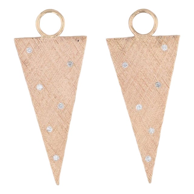 Nina Wynn Earring Enhancer Charms 18k Gold Diamonds Triangle Drops, 2 Pieces For Sale