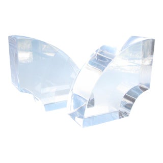 1960s Sculptural Astrolite Products Acrylic Bookends - a Pair For Sale