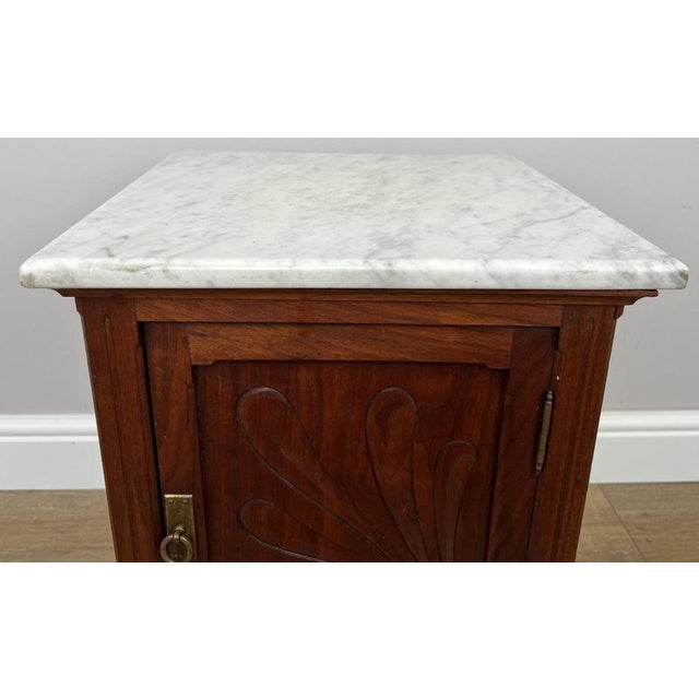 Antique French Walnut Bedside Table with Marble Top For Sale - Image 10 of 12