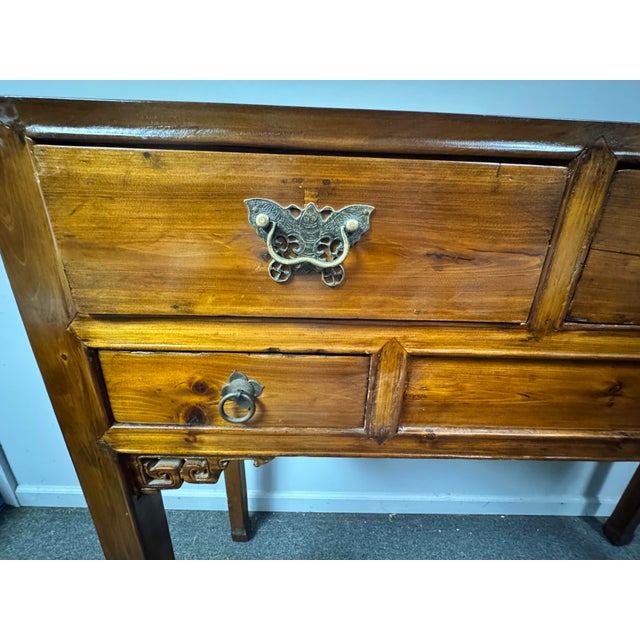 Chinese Early 20th Century Chinese Altar Console Table in Warm Pine – 51.5” For Sale - Image 3 of 12